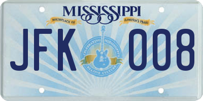 MS license plate JFK008