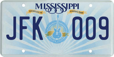MS license plate JFK009