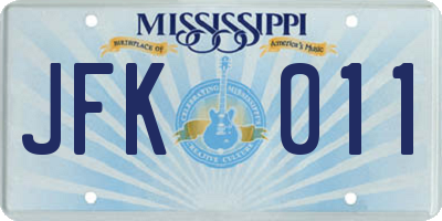 MS license plate JFK011