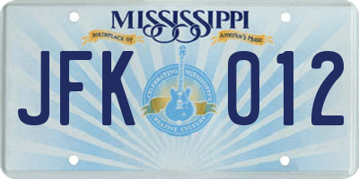 MS license plate JFK012