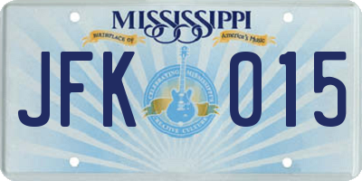 MS license plate JFK015