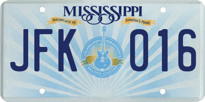 MS license plate JFK016