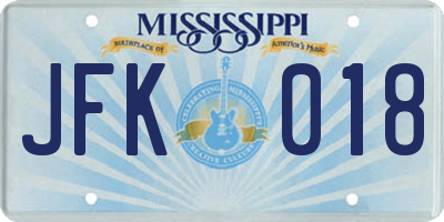 MS license plate JFK018