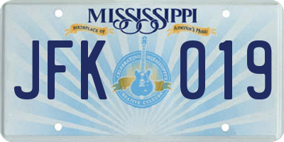 MS license plate JFK019
