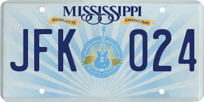 MS license plate JFK024