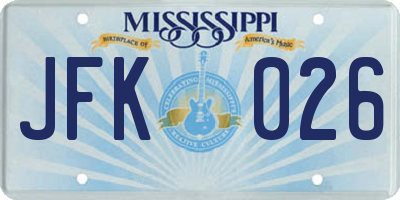 MS license plate JFK026