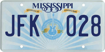 MS license plate JFK028
