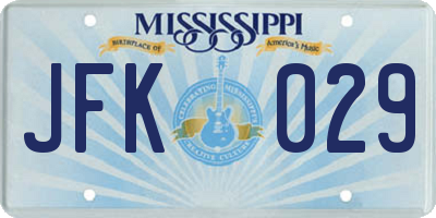 MS license plate JFK029