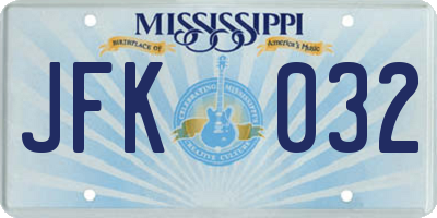 MS license plate JFK032