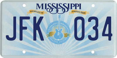 MS license plate JFK034