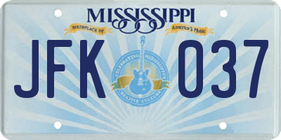 MS license plate JFK037