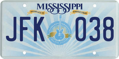 MS license plate JFK038