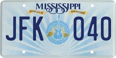 MS license plate JFK040