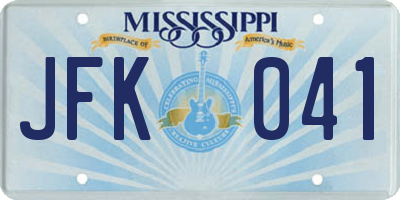 MS license plate JFK041