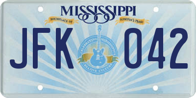 MS license plate JFK042