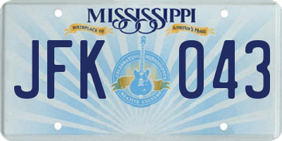 MS license plate JFK043