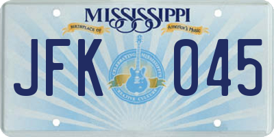 MS license plate JFK045