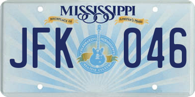 MS license plate JFK046