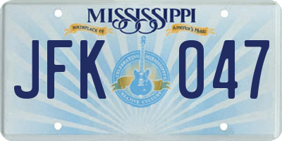 MS license plate JFK047