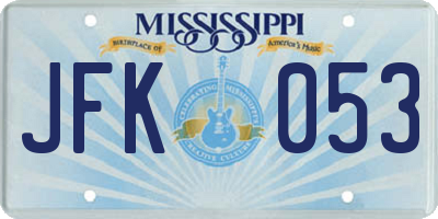 MS license plate JFK053