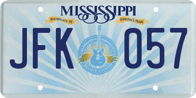 MS license plate JFK057