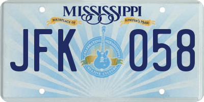 MS license plate JFK058