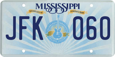 MS license plate JFK060