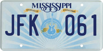 MS license plate JFK061