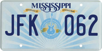MS license plate JFK062