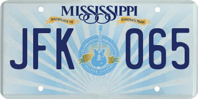 MS license plate JFK065