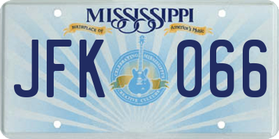 MS license plate JFK066