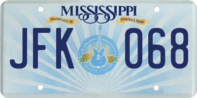 MS license plate JFK068