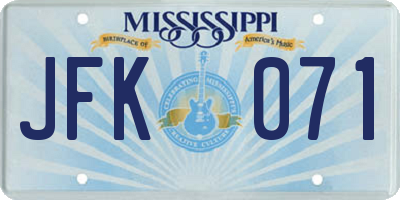 MS license plate JFK071