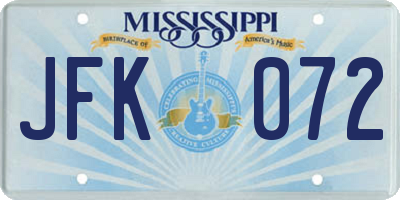MS license plate JFK072