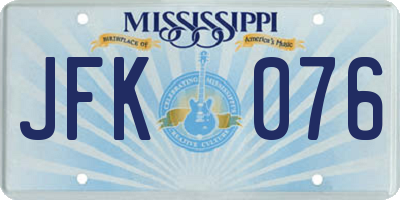 MS license plate JFK076