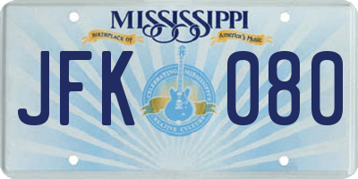 MS license plate JFK080