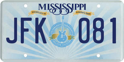 MS license plate JFK081