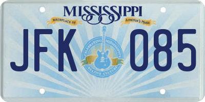 MS license plate JFK085