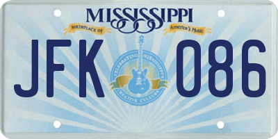 MS license plate JFK086