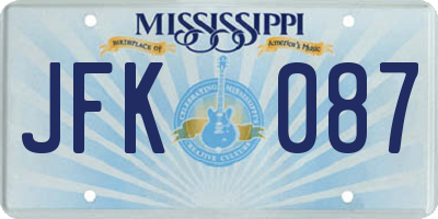 MS license plate JFK087