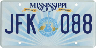 MS license plate JFK088