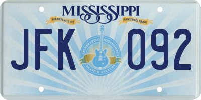 MS license plate JFK092