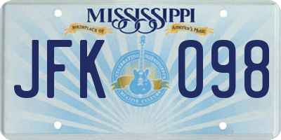 MS license plate JFK098