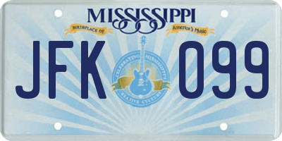 MS license plate JFK099