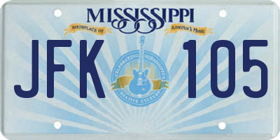 MS license plate JFK105