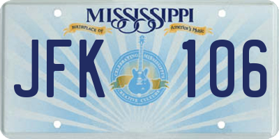 MS license plate JFK106
