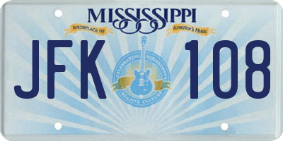 MS license plate JFK108