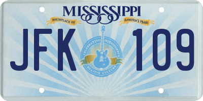 MS license plate JFK109