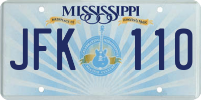MS license plate JFK110