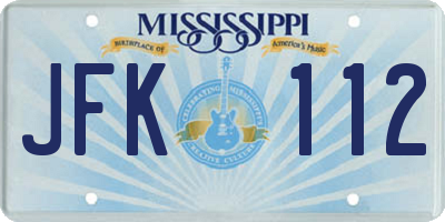 MS license plate JFK112